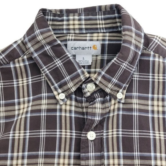 Carhartt Mens Size Large Brown Western Work Casual Short Sleeve Shirt - Picture 3 of 6